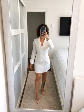 H&M White Long-Sleeve Mini Dress